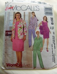 3519 SLVLSS DRESS,JACKET,PANTS PATTERN 18-24W,26W-32W